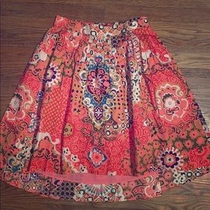 J Crew Cotton Pleat-Front Skirt in Paisley Print